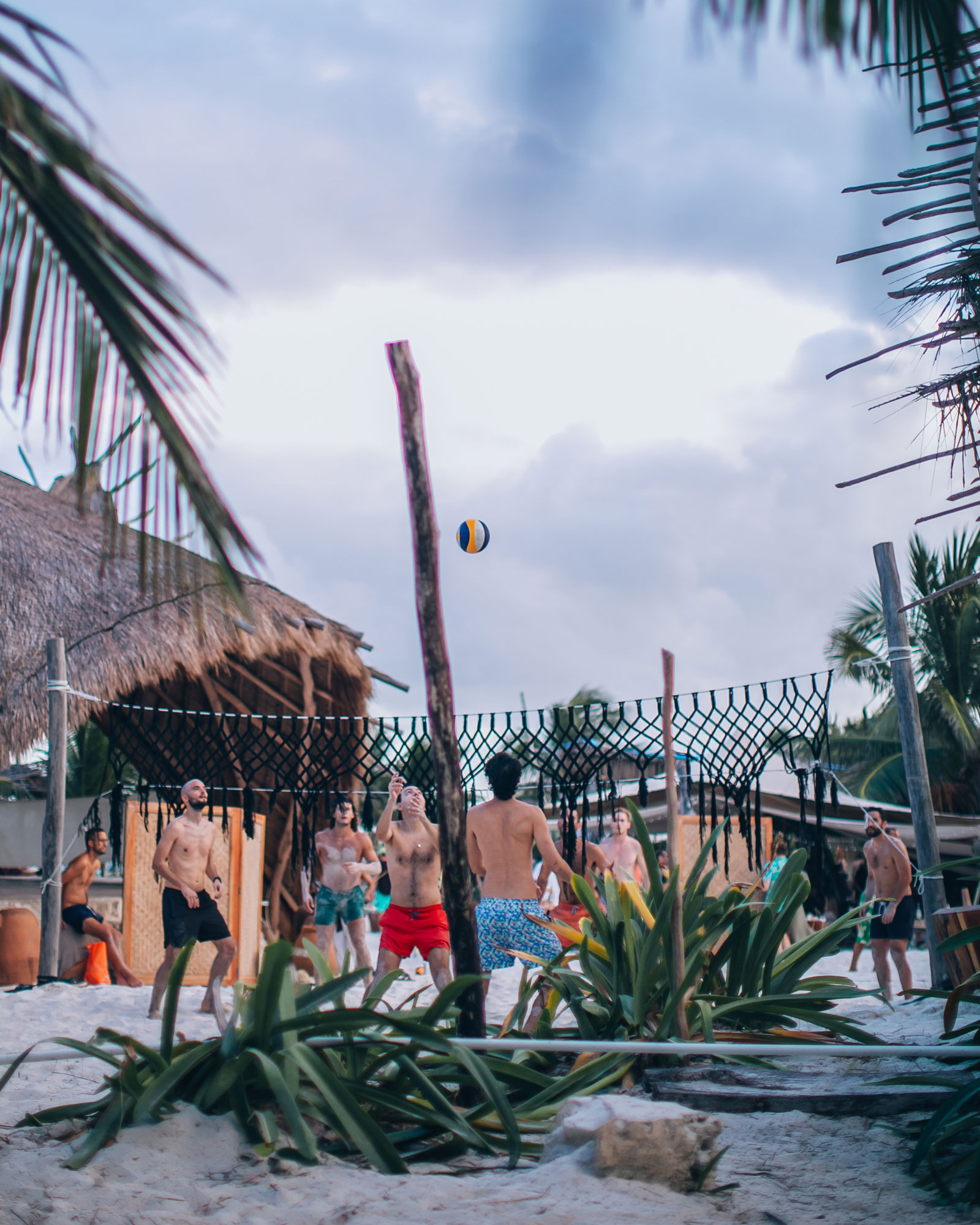 Beachfront volleyball court
